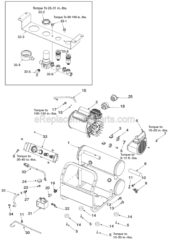 Page A Diagram and Parts List for CFFC350A Type 1 Porter Cable Compressor